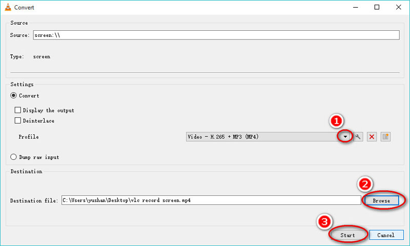 Registra lo schermo del desktop in VLC