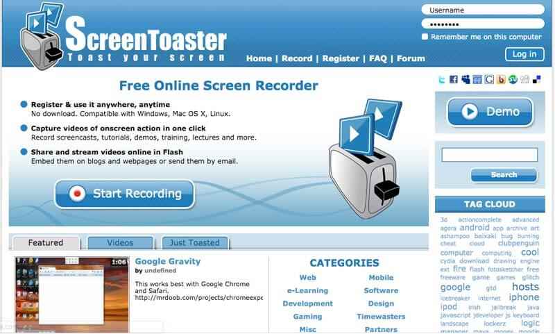 Screentoaster