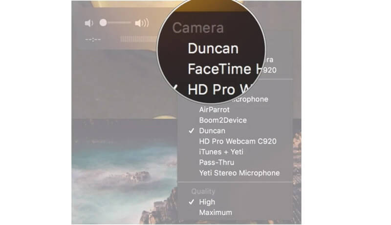 Vælg iOS-enhed fra Quicktime på Mac