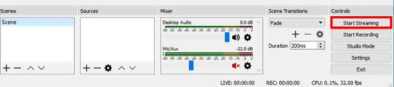 Gravação Star OBS no Windows-10