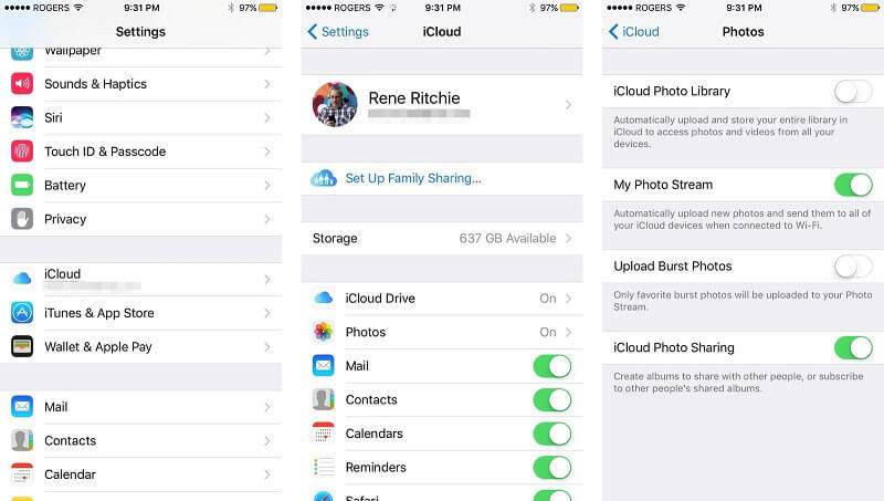 تعطيل مكتبة صور iCloud