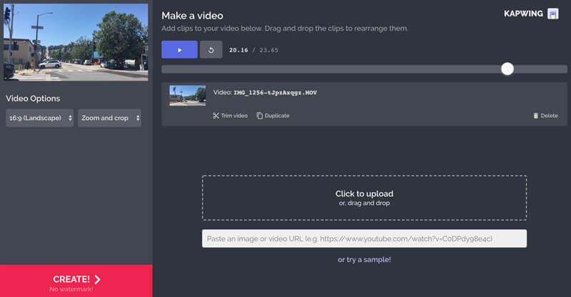 Subir videos al combinador de videos en línea