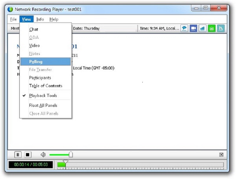 Player de înregistrare în rețea Webx
