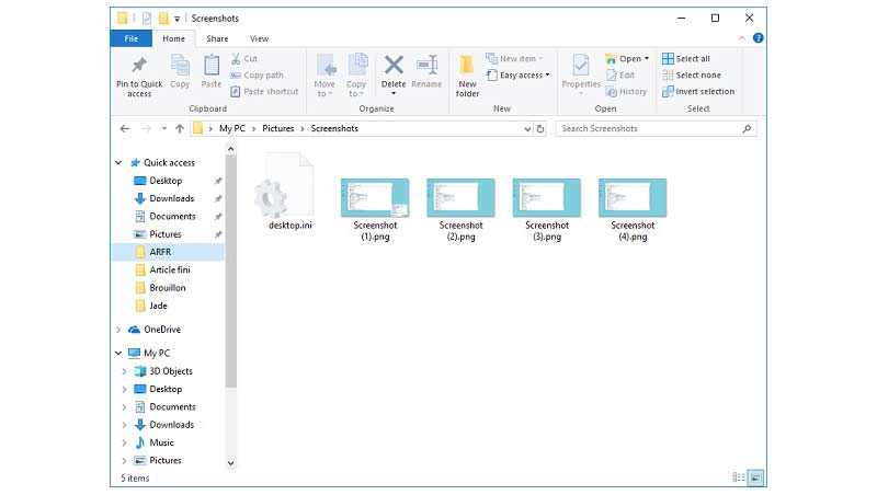Φάκελος στιγμιότυπων οθόνης των Windows