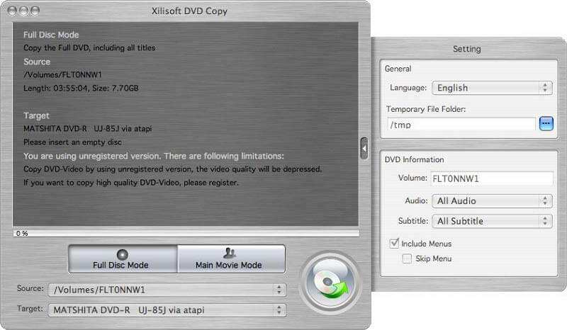 برنامج Xilisoft DVD Copy for Mac