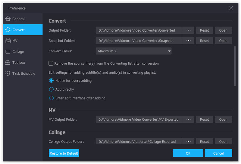 Indstillinger Interface