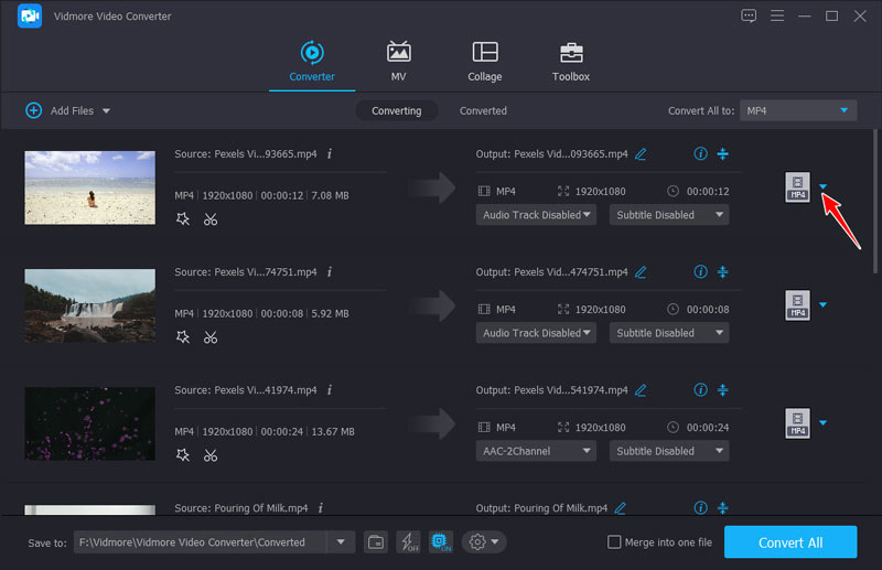 Seleziona il formato video compresso