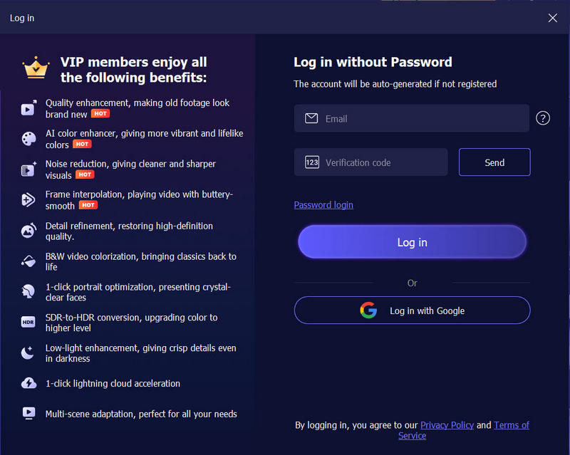 Faça login no Vidmore Vidhex