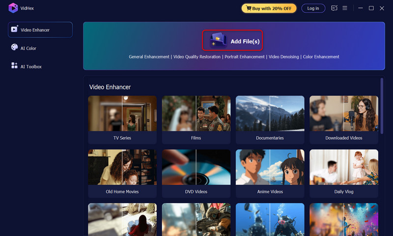 Adicionar arquivos ao Vidmore Vidhex