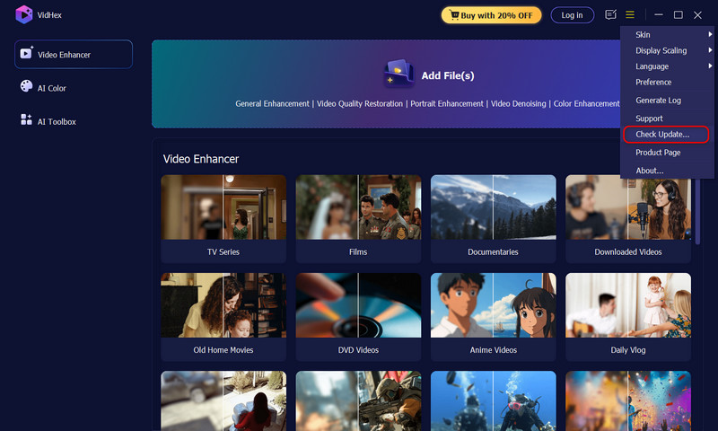 Atualização de verificação do Vidmore Vidhex