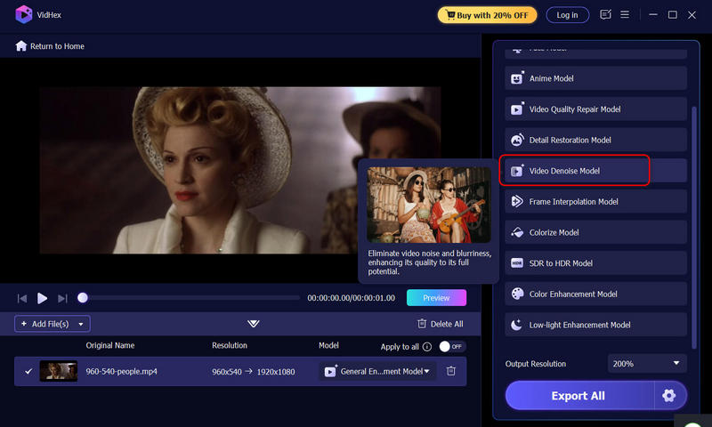 Vidmore Vidhex Escolha o modelo de IA