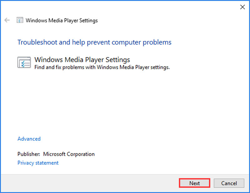 Choose Windows Media Player Library