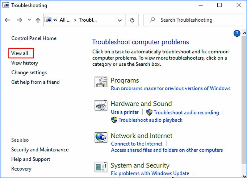 Troubleshooting View All