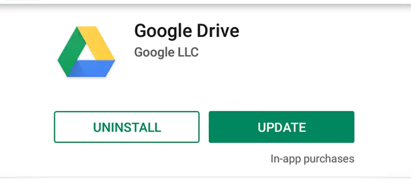 Обновите приложение Google Диск на Android