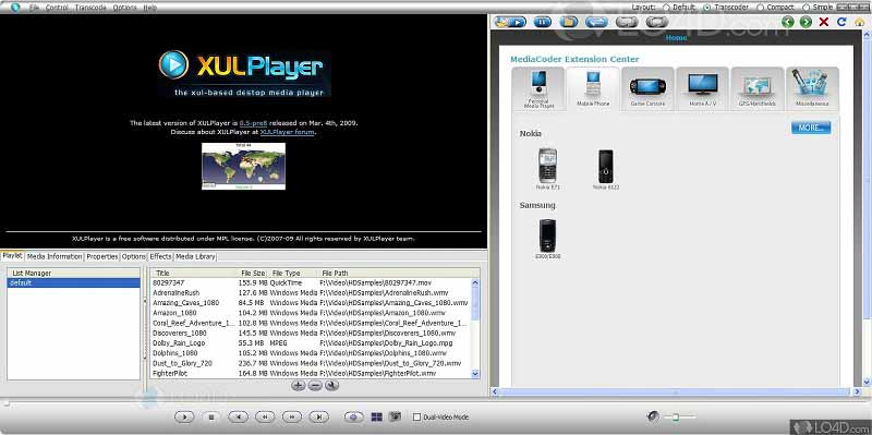 Captura de tela do XULPlayer