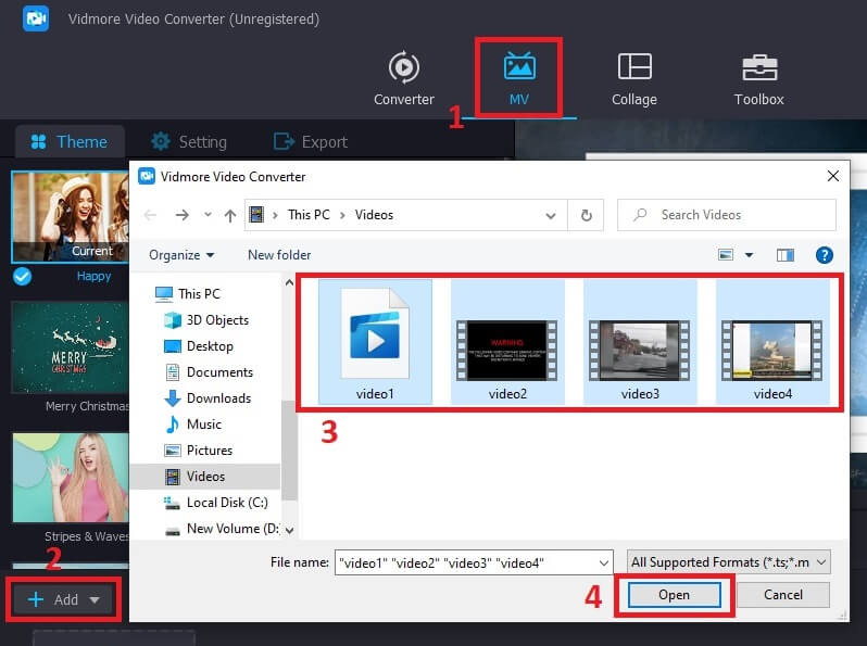 Videók hozzáadása a Vidmore Video Converter MV-hez