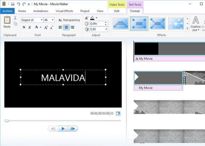 moviemaker10 interface